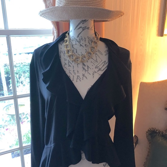 dressbarn Jackets & Blazers - Dressbarn Collection Classic Black Ruffle Sweater